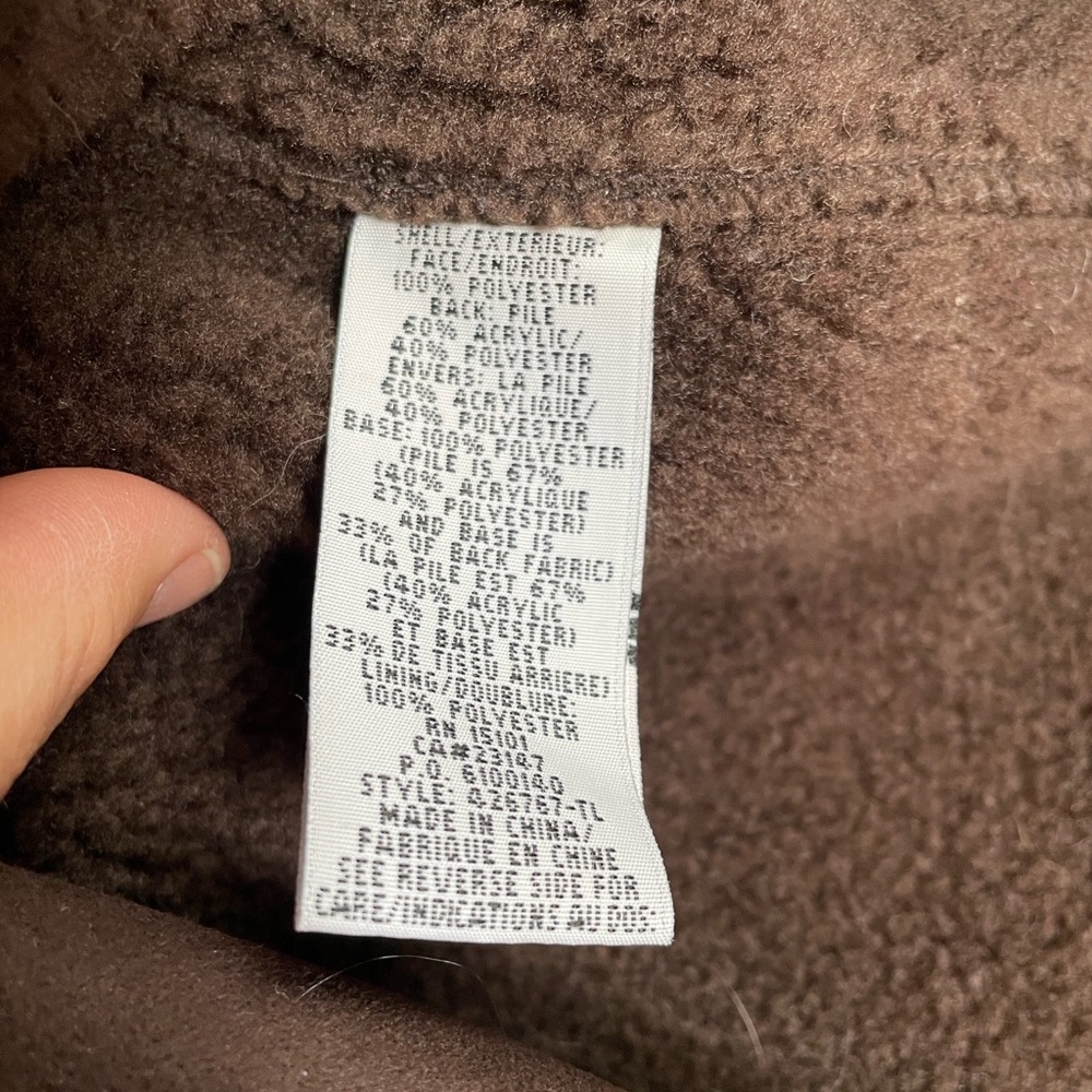 VTG XL Talbots faux suede/sherpa coat Toggle Button down Chocolate brown winter - Picture 4 of 14